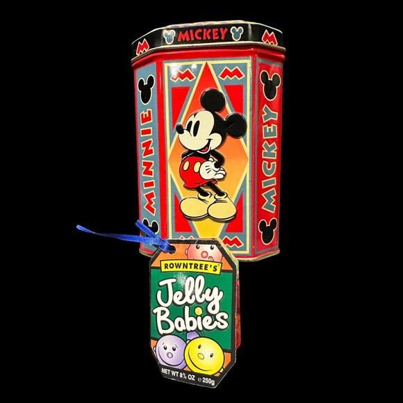 Vintage Walt Disney Mickey & Minnie Mouse Christmas Tin, Disney Holiday Tin Box, - Picture 4 of 6